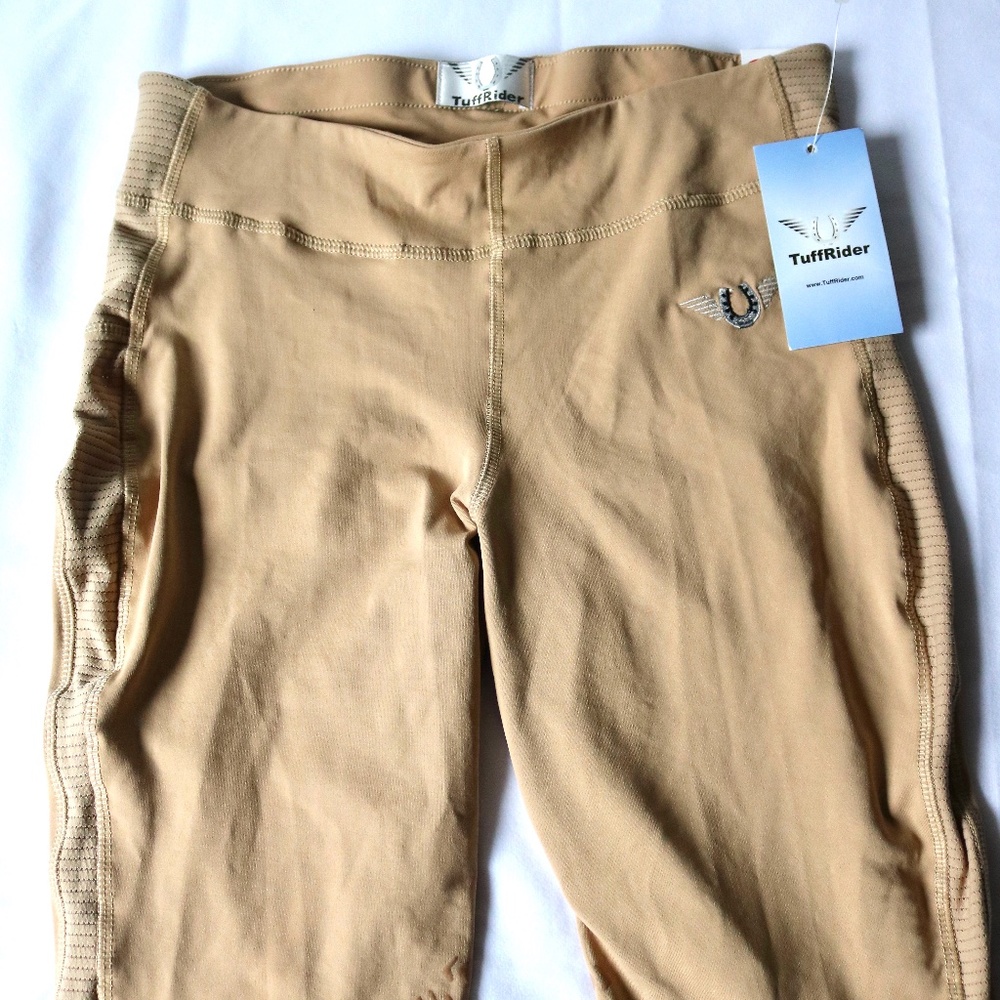 Tuff Rider Equestrian Ventilated Schooling Tights Ladies Medium Beige Horse Fall